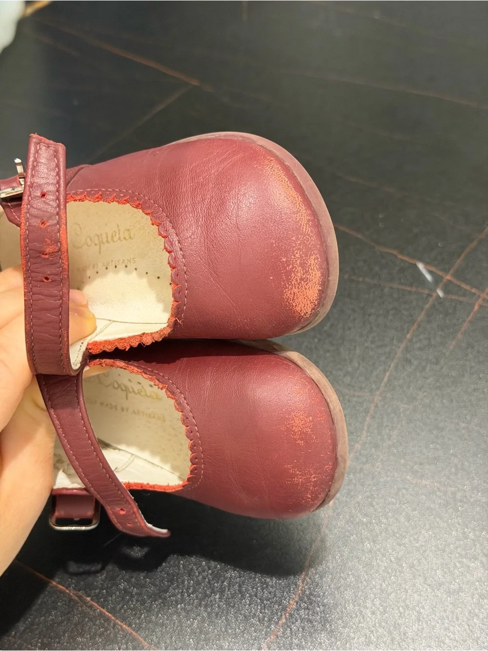 Girls' Burgundy Mary Jane Shoes - Classic Kids Style